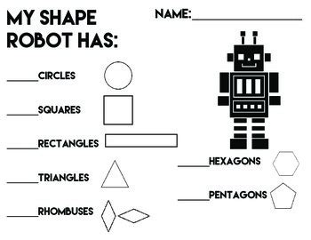 Shape Robot Counting Sheet by Atomic Tangerine Art Room | TpT