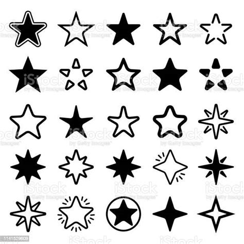 Star Collection Different Stars Set Vector Stock Illustration