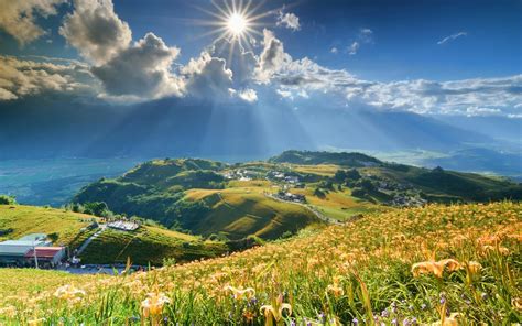 Beautiful Summer Background Sky Clouds Hill