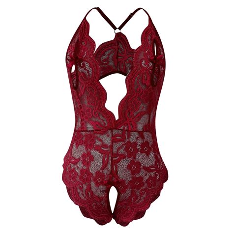 Adviicd Lingerie For Women Women Lace Teddy Lingerie One Piece Strappy Bodysuit Naughty M