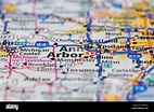 Ann Arbor Michigan USA shown on a Geography map or road map Stock Photo ...