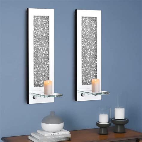 Azonsdop Crystal Crush Diamond Candle Sconces Silver