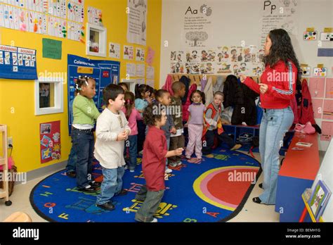 Preschool Children Dancing In The Classroom Stock Photo 26267964 Alamy