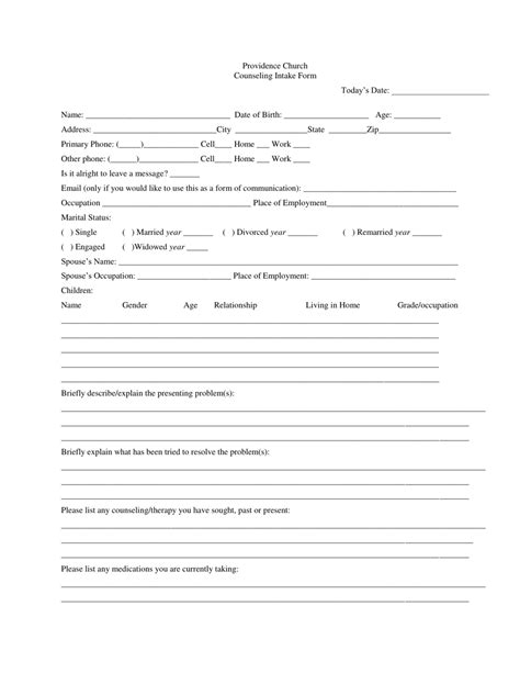 Free Printable Counseling Intake Forms