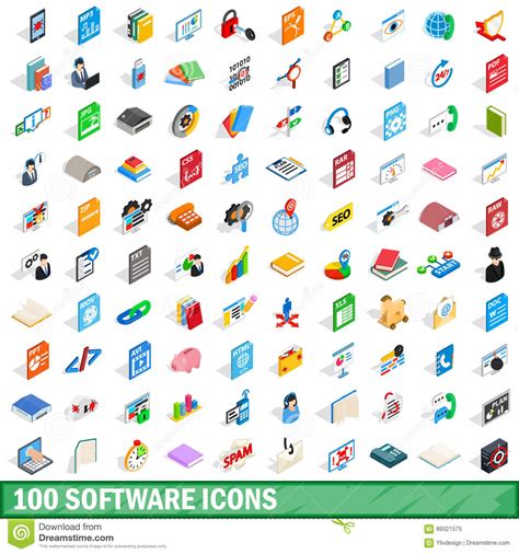 Download 100 Software Icons Set, Isometric 3d Style Stock Vector ...