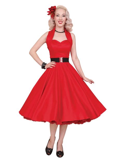 1950s halterneck red sateen dress from vivien of holloway