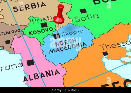 Macedonia Mappa Politico Con Capitale Skopje Confini Nazionali