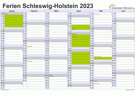 Ferien Schleswig Holstein 2023 Ferienkalender Zum Ausdrucken