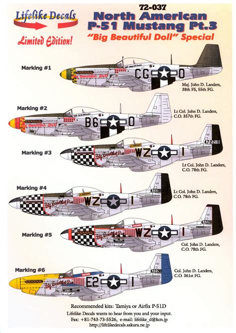 Lifelike Decals 172 North American P 51 Mustang Fighter Part 3 1499