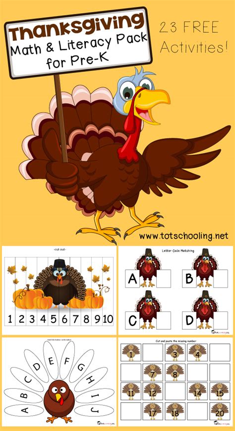 Fun Learning For Kids Free Thanksgiving Math And Literacy Printable Pack
