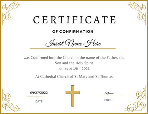 Editable Certificate Of Confirmation Religious Gold Etsy Canada