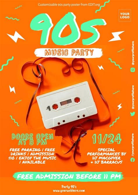 90s Theme Party Flyer Templates