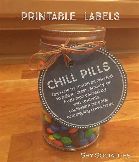 Printable Chill Pills Label Easy Fun Teacher T Idea Etsy