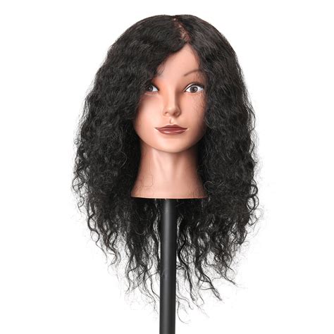 48cm 100 Human Hair Hairdressing Mannequin Head Practice Model Long