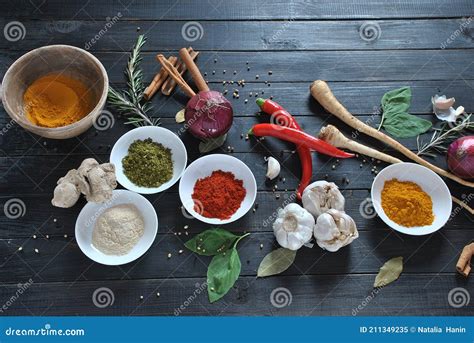 Colorful Various Of Fresh And Dried Herbs Spices For Cooking Spice And Herb Seasoning Paprika