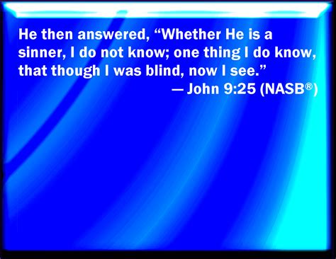 John 925 He Answered And Said Whether He Be A Sinner Or No I Know