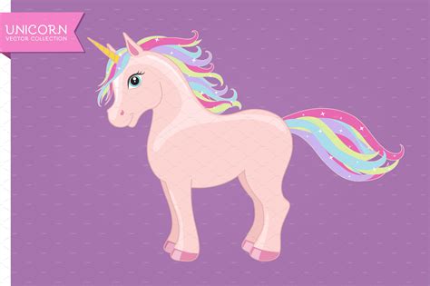 Pink Unicorn With Rainbow Main Graphics Creative Market