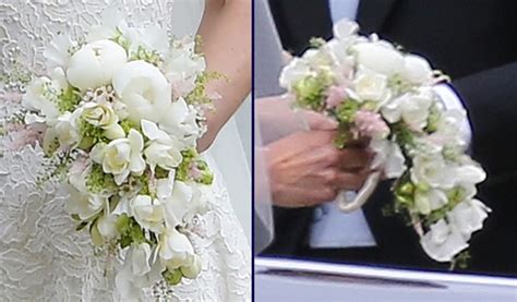 These botanical varieties blend beautifully with a whimsical, bohemian aesthetic. Pippa Wedding Bouquet Two 2 Shots - What Kate Wore