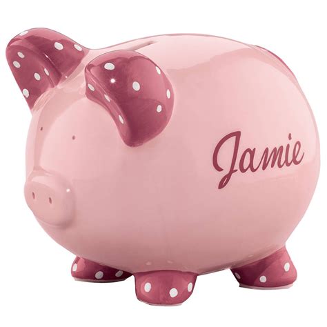 Personalized Childs Piggy Bank With Name Pink Or Blue