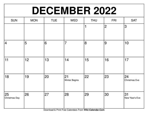 Free Printable December 2022 Calendar Wiki Calendar Example And Ideas