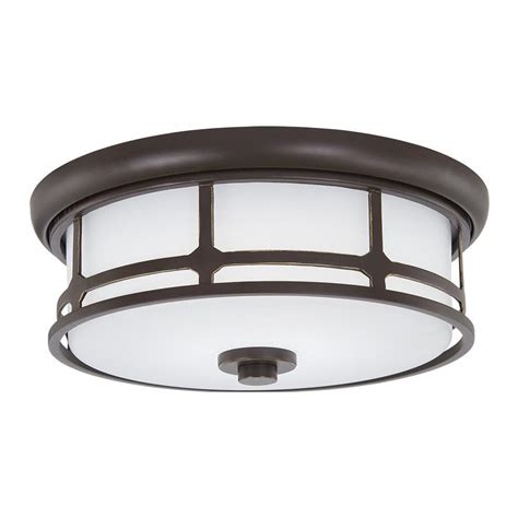 Home Decorators Collection Portland Court 14 In Oil Rubbed Bronze Led Flush Mount Ceiling Light