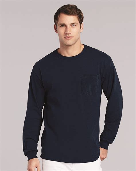 Ultra Cotton Long Sleeve Pocket T Shirt 2410 Inkmule