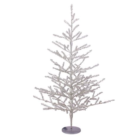 3 Pre Lit Led Silver Tinsel Twig Artificial Christmas Tree Clear