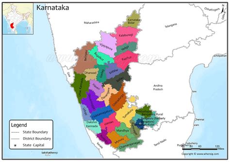 Karnataka District Map List Of Districts In Karnataka