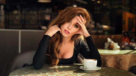 Sexy Slim Busty Blue Eyed Long Haired Red Hair Girl Wallpaper