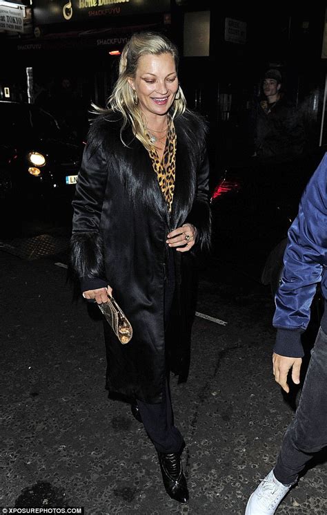 Kate Moss Flashes Racy Leather Bra At London Dinner Daily Mail Online