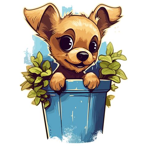 Cute Dog Peeking Out From Plant Ai Generated 24477598 Png