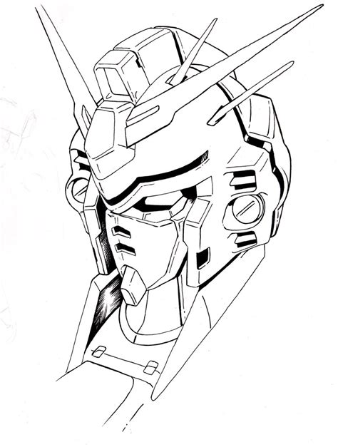 Gundam Gp03 Head Lineart By Aquadrop On Deviantart