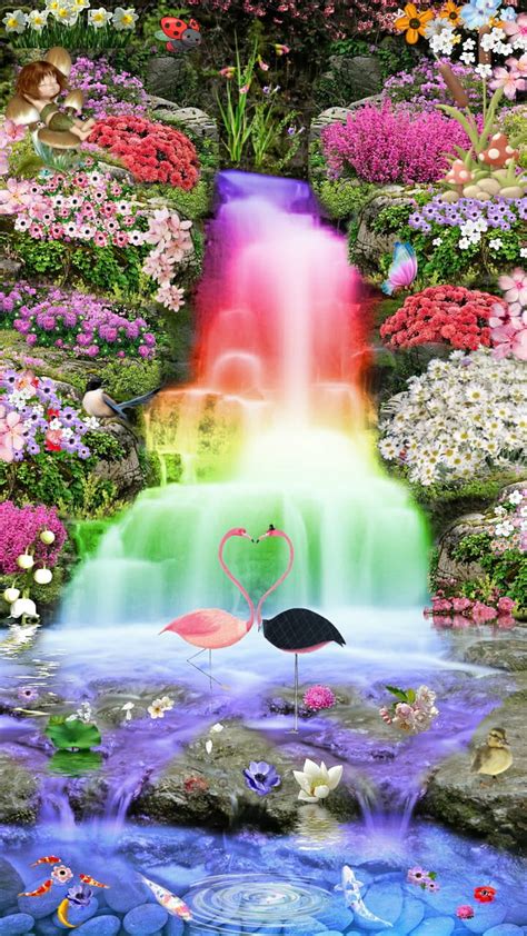 Falling Love Bonito Rainbow Waterfall Hd Phone Wallpaper Peakpx