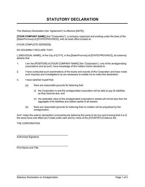 What Is A Statutory Declaration Printable Templates