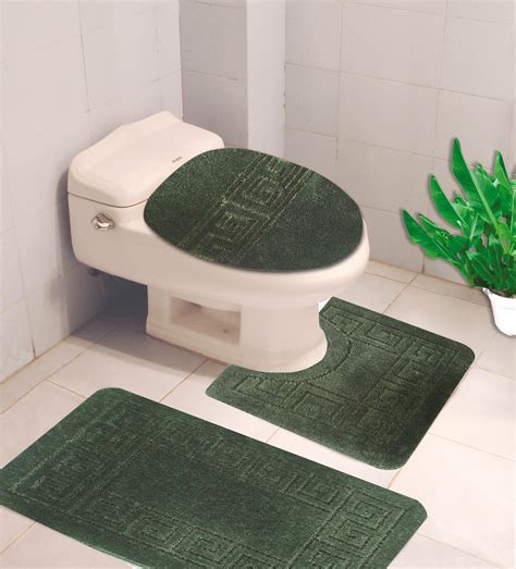 3p 6 Hunter Green Solid Bathroom Rug Set 1 Bath Mat 19x 30 1 Contour