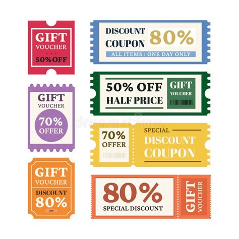 Set Of Discount Coupon Sale Tickets Vector Set Promotion Business