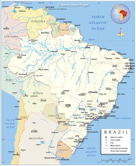 Brazil Map Brazil Latitude Longitude Absolute And Relative
