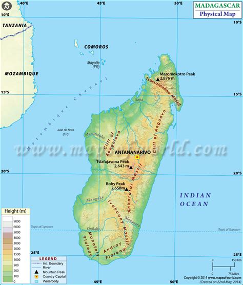 Physical Map Of Madagascar Islands With Names