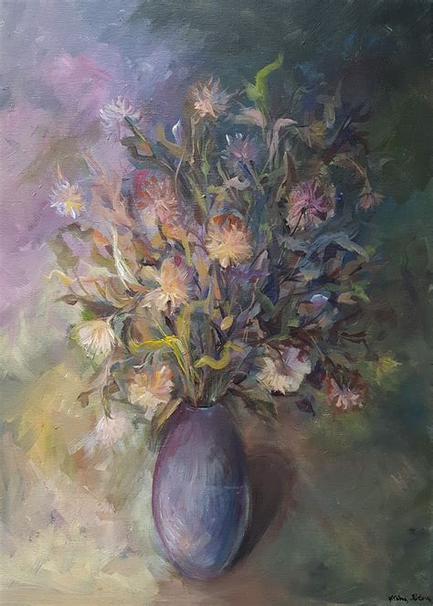 Flower Vase Still Life Painting Acrylic On Canvas Fine Art Acrylic