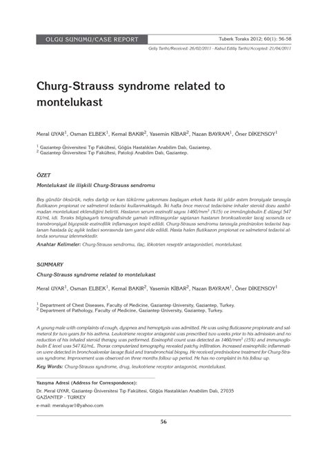 Pdf Churg Strauss Syndrome Related To Montelukast