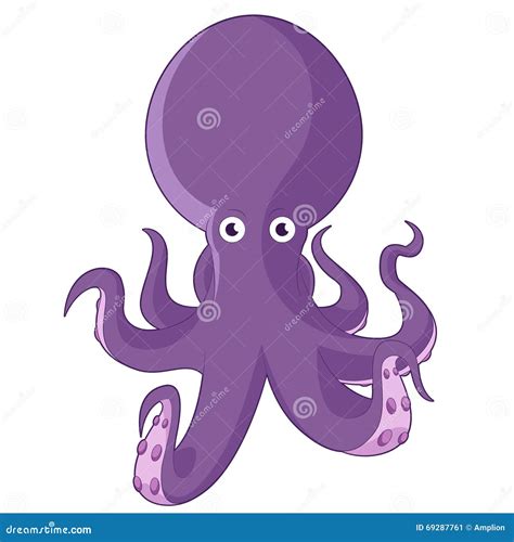 Cartoon Purple Octopus Stock Vector Illustration Of Aquarium 69287761