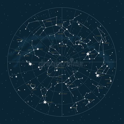Northern Hemisphere Star Map Of Vector Constellations Stock Vector