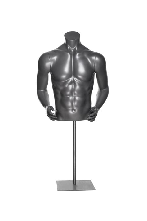 Male Athletic 12 Mannequin Torso Glossy Grey Mannequin Madness