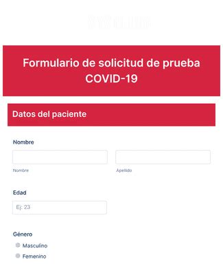 Formulario De Solicitud De Prueba COVID Plantilla De Formulario Jotform