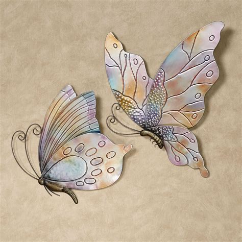 Butterflies In Flight Pastel Metal Wall Art Set Metal Butterfly Wall