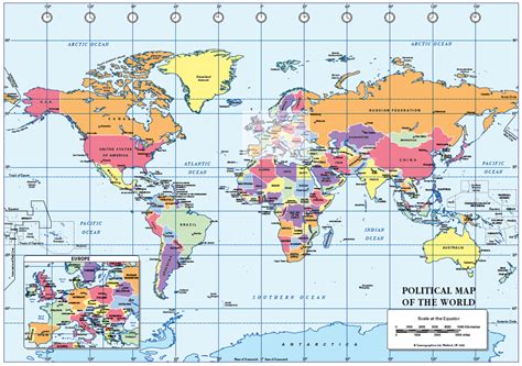 Political World Map Colour Blind Friendly Size A3 Cosmographics Ltd