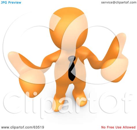 Royalty Free Rf Clipart Illustration Of An Orange Person Giving Two