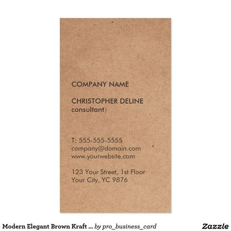 Modern Elegant Brown Kraft Paper Consultant Business Card Zazzle