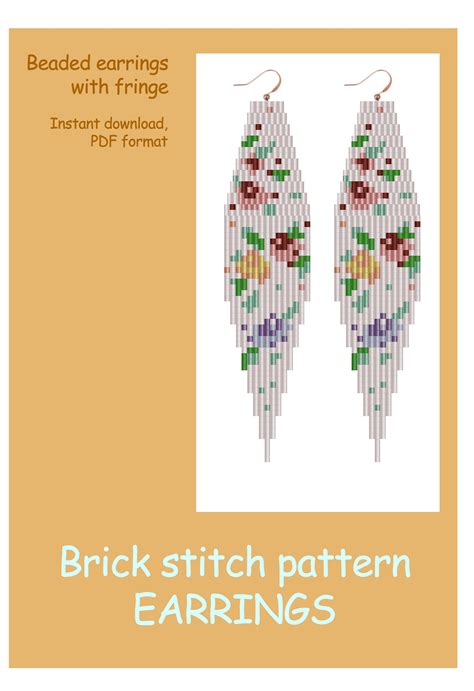 Lilibeadpatterns Brick Stitch Pattern Beaded Earrings With Fringe