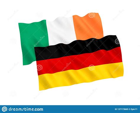 Banderas De Alemania Y De Irlanda En Un Fondo Blanco Stock De